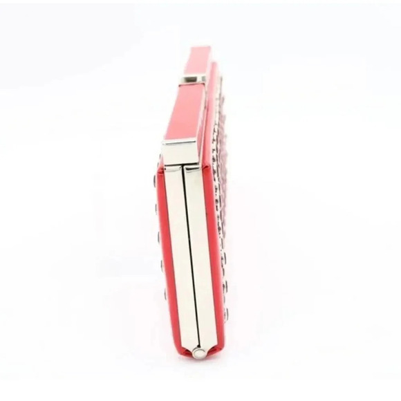 Hot in Hollywood Semi Rigid Red Clutch XL Patent Faux Leather Rhinestones NWT - Picture 5 of 8
